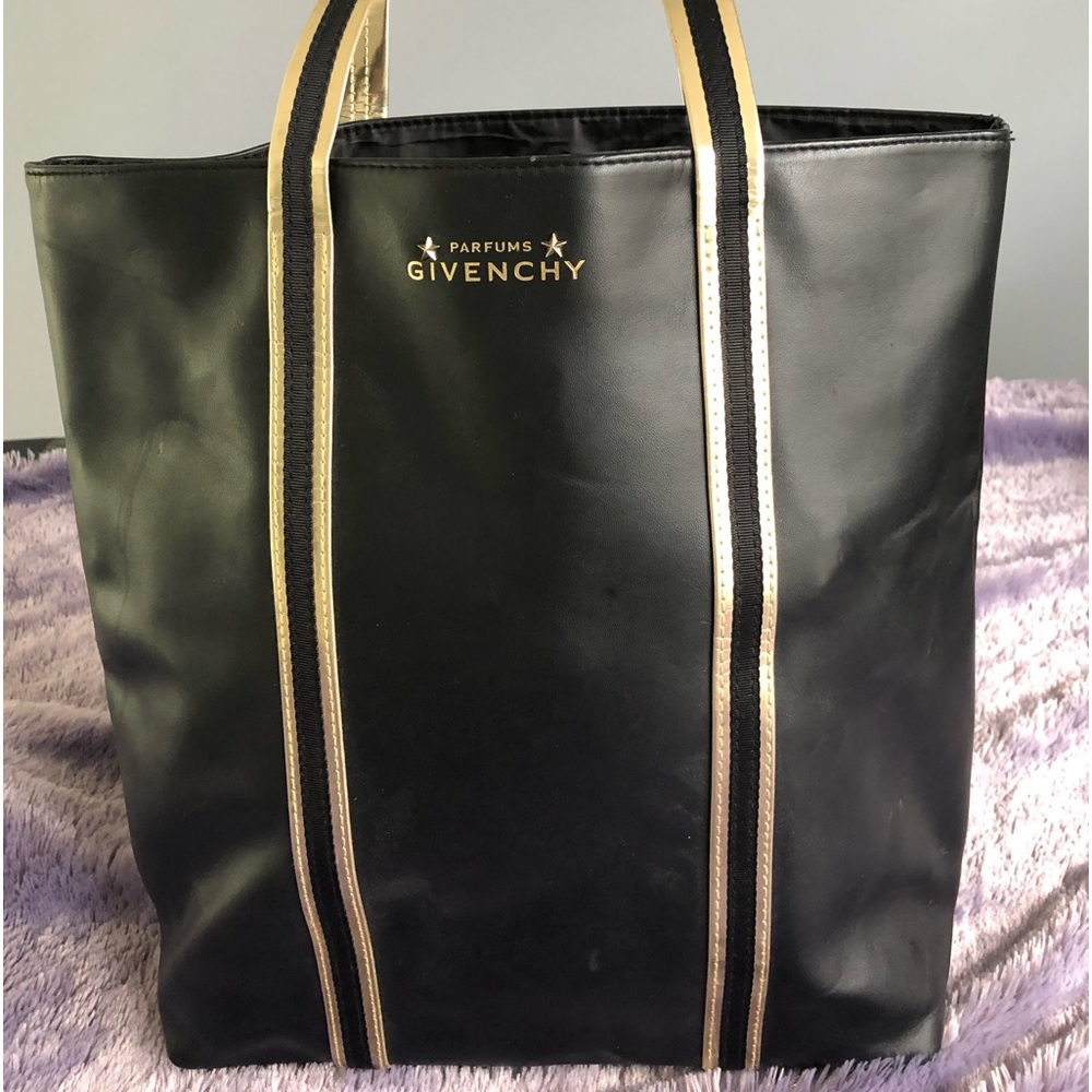90s Vintage Givenchy Parfums Black Gold Tote Bag.
